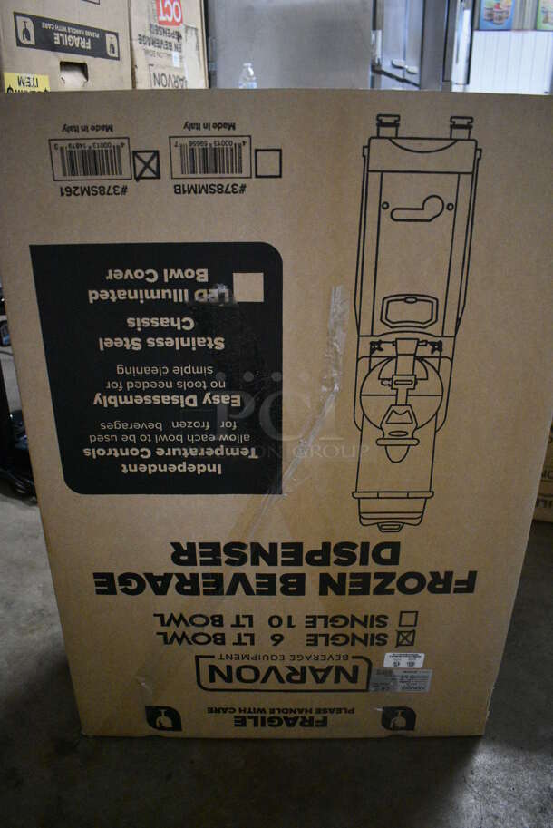 BRAND NEW IN BOX! Narvon Model AURORA 1 Metal Commercial Countertop Single Hopper Slushie Machine. Hopper Has 1.6 Gallon Capacity. 120 Volts, 1 Phase. 8x20x30 - Image 6 of 7