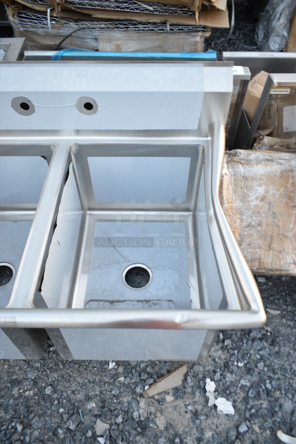 BRAND NEW SCRATCH AND DENT! Regency 600S2182418L Stainless Steel 2 Bay Sink w/ Left Side Drain Board. No Legs. Bay 12x18x24. Drain Board 16.5x25.5 - Image 3 of 6