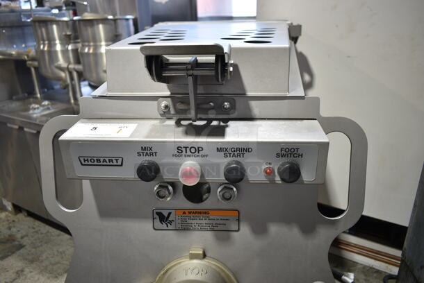 2019 Hobart MG2032 Metal Commercial Floor Style Electric Powered Meat Mixer Grinder w/ Foot Pedal on Commercial Casters. 208 Volts, 3 Phase. Tested and Working! - Image 3 of 7