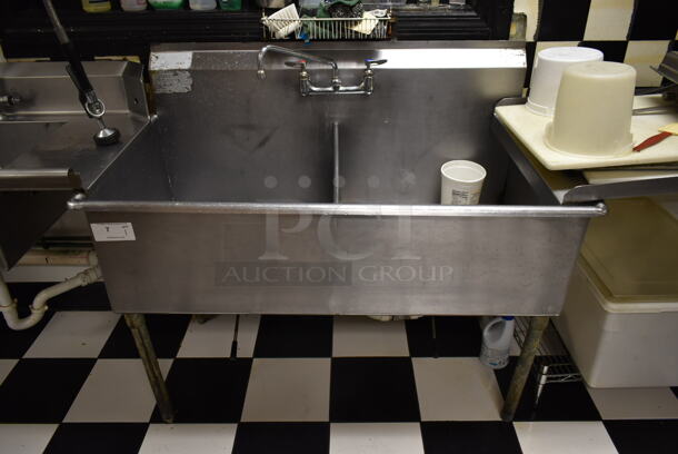 Eagle Stainless Steel Commercial 2 Bay Sink w/ Faucet and Handles. BUYER MUST REMOVE. (kitchen) - Image 1 of 7