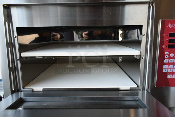 BRAND NEW SCRATCH AND DENT! Avantco 177DDPO18DSM Stainless Steel Commercial Countertop Electric Powered Pizza Oven w/ Cooking Stones. 240 Volts, 1 Phase.  - Image 3 of 4