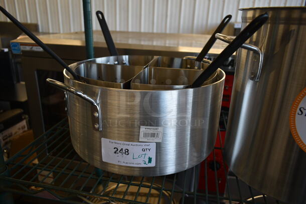 2 BRAND NEW Items; Choice 5-Piece Vegetable and Pasta Cooker Set with 20 Qt. Aluminum Pot w/ 5 Qt. Stainless Steel Insets and Vollrath 16 Quart Stock Pot. 2 Times Your Bid! - Image 4 of 6