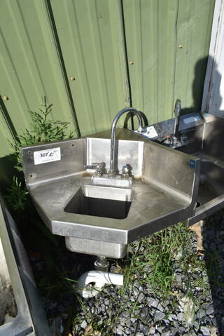 Stainless Steel Single Bay Sink w/ Faucet, Handles, Back Splash and Countertop