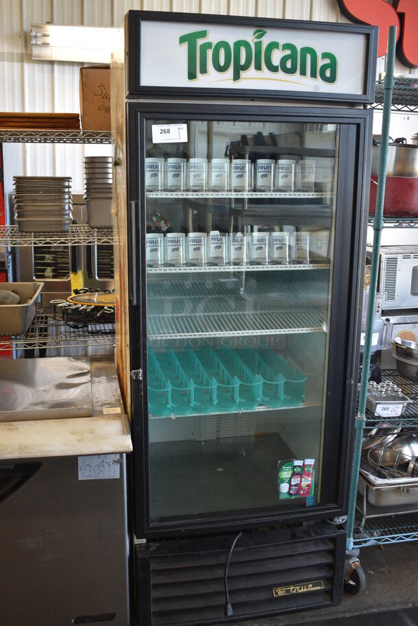 2012 True Model GDM-26 ENERGY STAR Metal Commercial Single Door Reach In Cooler Merchandiser w/ Poly Coated Racks. 115 Volts, 1 Phase. 30x32x79. Tested and Working!
