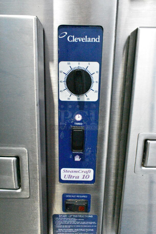 Cleveland 24CGA10 SteamCraft Ultra 10 Stainless Steel Commercial Natural Gas Powered 2 Deck Steam Cabinet. 125,000 BTU.  - Image 5 of 8