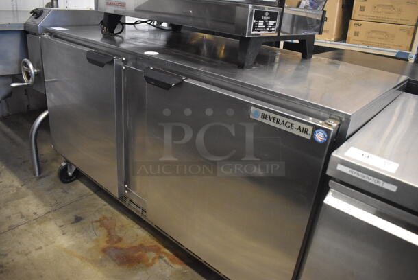 Beverage Air UCR60A Stainless Steel Commercial 2 Door Undercounter Cooler on Commercial Casters. 115 Volts, 1 Phase. 60x30x36. Tested and Working! - Image 2 of 5