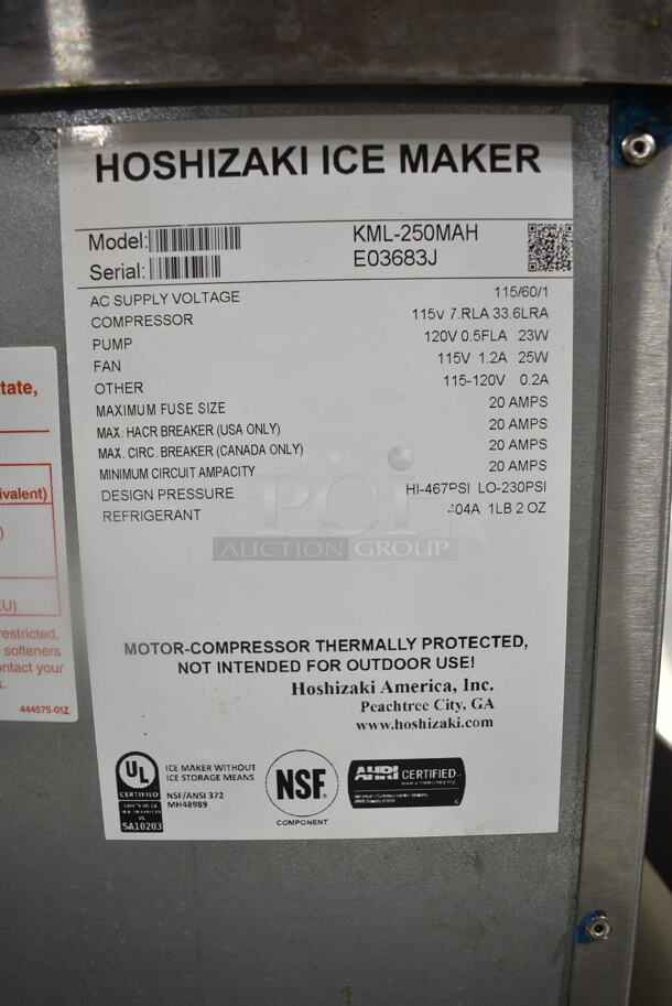 Hoshizaki KML-250MAH Stainless Steel Ice Head on Scotsman B330P Commercial Ice Bin. 115 Volts, 1 Phase.  - Image 5 of 11