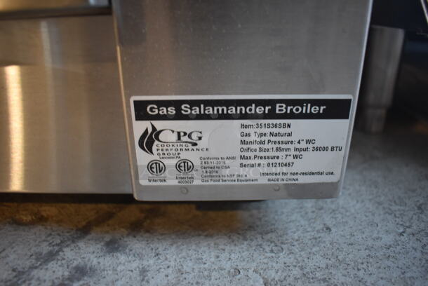 BRAND NEW SCRATCH AND DENT! CPG 351S36SBN Stainless Steel Commercial Natural Gas Powered Salamander Broiler Cheese Melter. 36,000 BTU. 35x21x21.5 - Image 4 of 7
