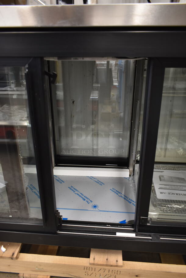 BRAND NEW SCRATCH AND DENT! Beverage Air BB72HC-1-GS-PT-B-27 Stainless Steel Commercial 3 Door Undercounter Pass Through Cooler Merchandiser. 115 Volts, 1 Phase.  Tested and Working! - Image 7 of 9