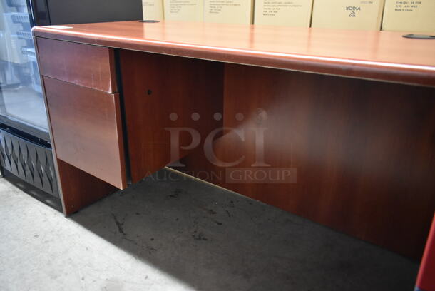 Wood Pattern Desk w/ 2 Left Side Drawers. - Image 2 of 2