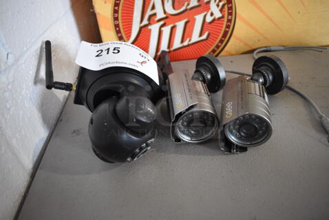 ALL ONE MONEY! Lot of 3 Various Security Cameras; Two Qsee Model QSDS14273W