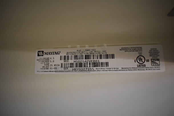 Maytag MSD2542VEB01 Metal Cooler Freezer Combo Unit. 115 Volts, 1 Phase. 36x30x70. Tested and Powers On But Does Not Get Cold - Image 6 of 6