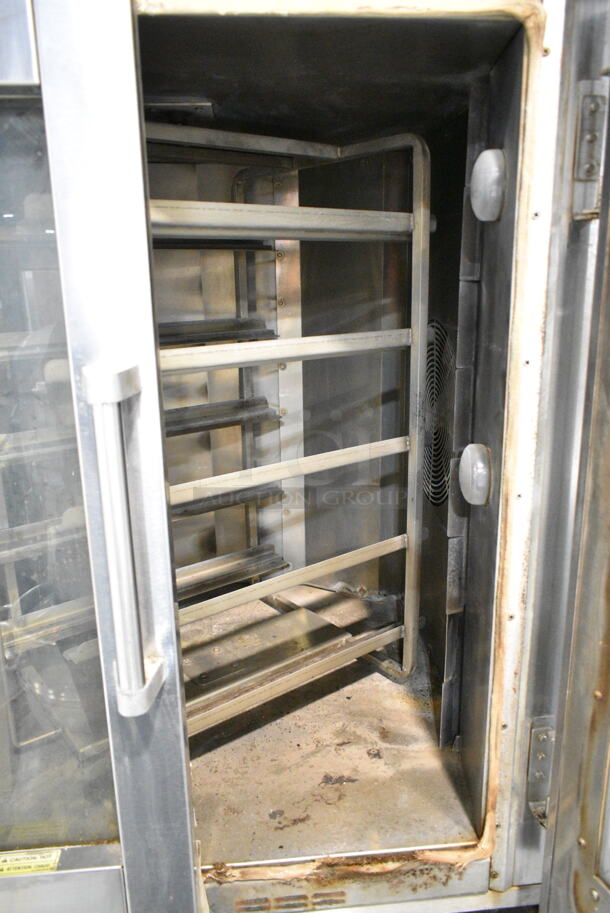 Baxter Stainless Steel Commercial Natural Gas Powered Mini Rotating Rack Oven w/ Lower Double Pan Rack on Commercial Casters. Missing Control Panel. - Image 7 of 11