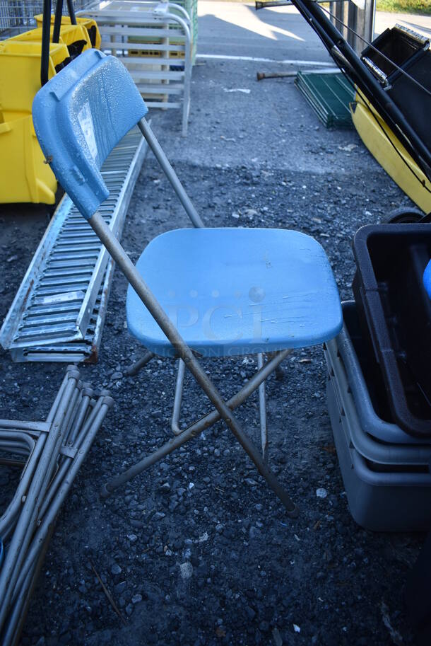 6 Blue Folding Chairs. 17x2x37. 6 Times Your Bid! - Image 5 of 6