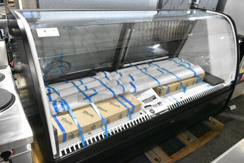 BRAND NEW SCRATCH AND DENT! 2024 True TDM-R-77-GE/GE-B-W Metal Commercial Floor Style Refrigerated Deli / Bakery Display Case Merchandiser. Tested and Working!