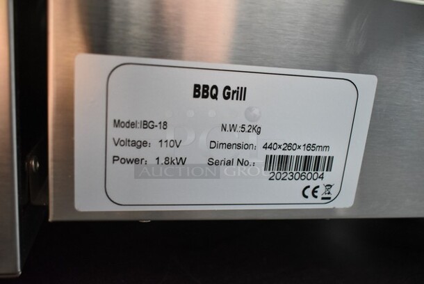 BRAND NEW SCRATCH AND DENT! 2023 Hoocoo IBG-18 Stainless Steel Commercial Countertop Electric Powered Barbecue BBQ Grill. 110 Volts, 1 Phase. Tested and Working! - Image 6 of 6