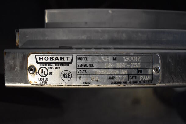 Hobart LXIH Stainless Steel Commercial Undercounter Hi Temp High Temperature Dishwasher. 120/208-240 Volts, 1 Phase. 24x26x34 - Image 5 of 6