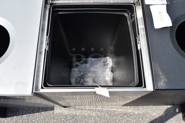 BRAND NEW SCRATCH AND DENT! Rubbermaid 690FGSC18PLSS Silhouettes Stainless Steel Designer Square Waste Receptacle - 20 Gallon - Image 4 of 6