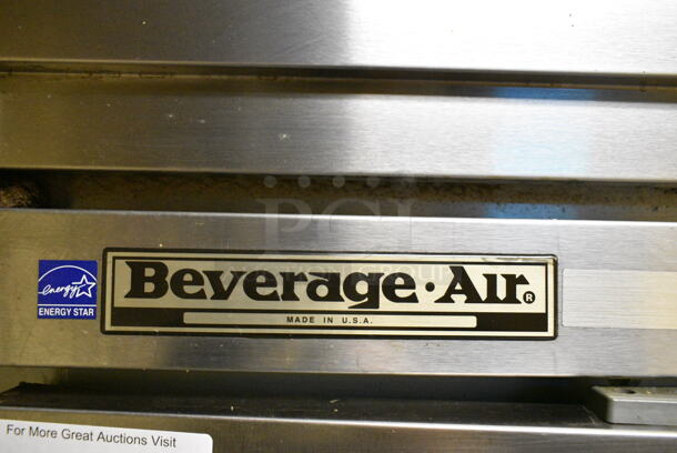 Beverage Air ER48-1AS Stainless Steel Commercial 2 Door Reach In Cooler w/ Poly Coated Racks on Commercial Casters. 115 Volts, 1 Phase. This Unit Was In Working Condition When the Restaurant Closed. (kitchen) - Image 4 of 7