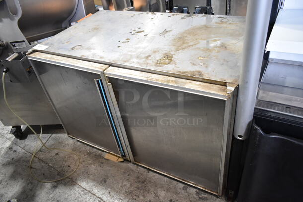 Silver King SKF48 Stainless Steel Commercial 2 Door Undercounter Freezer on Commercial Casters. 115 Volts, 1 Phase. Tested and Working! - Image 1 of 5