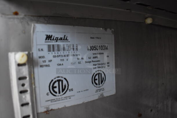 2013 Migali G3-SP72-30 BT Stainless Steel Commercial Sandwich Salad Prep Table Bain Marie Mega Top on Commercial Casters. 115 Volts, 1 Phase. 72x37x47. Tested and Working! - Image 6 of 9