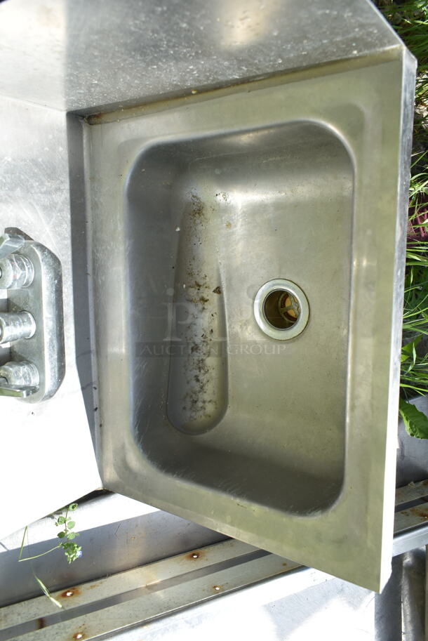 Stainless Steel Single Bay Wall Mount Sink w/ Faucet and Handles - Image 2 of 2
