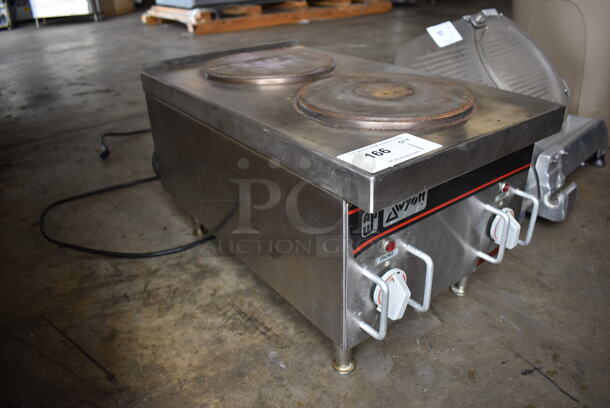 APW Wyott Stainless Steel Commercial Countertop Electric Powered 2 Burner Hot Plate Range. 208 Volts, 1 Phase. 14x24x14 - Image 3 of 6