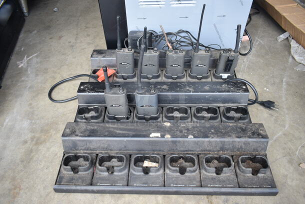 7 Motorola Spirit MV11C Walkie Talkies w/ 3 Motorola BCHTN9295 6 Port Charging Bases. 7 Times Your Bid! - Image 1 of 7