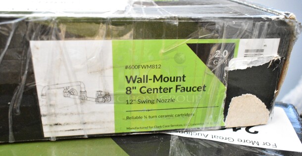 2 BRAND NEW SCRATCH AND DENT! Regency 600FWM812 Wall Mount Faucet with 8" Centers and 12" Swing Spout. 2 Times Your Bid!  - Image 4 of 5