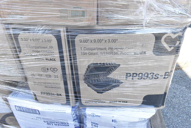 25 BRAND NEW Boxes Including 2 Box 395RP07 EcoChoice No PFAS Added Bamboo / Bagasse Blend 7" Plate - 1000/Case, MFHL8833CBLW Hinged Lid Containers, 2 Box Dart 90HTPF3R 9" x 9" x 3" White Foam Three-Compartment Square Take Out Container with Hinged Lid - 200/Case, 500CC20 Choice Clear PET Customizable Plastic Cold Cup - 20 oz. - 600/Case, 485CBW Choice 8" White Plastic Soda / Sundae Spoon - 1000/Case, 760SOUP6WPA Choice 6 oz Paper Hot Food Cups, 130BKFKSNSPX500 Choice Black Extra Heavy Weight Wrapped Plastic Cutlery Pack with Napkin and Salt and Pepper Packets - 500/Case, 5002BNAPWH Choice 2-Ply White Beverage / Cocktail Napkin - 3000/Case, 395RP06PF BAMBOO 9" ROUND PLATE 500/CS, 129MCR32B Choice 32 oz. Black Round Microwavable Heavy Weight Container with Lid 7 1/4" - 150/Case, 500CC10 Choice 10 oz. Clear PET Plastic Cold Cup - 1000/Case, Dart ClearPac SafeSeal 8 oz. Tamper-Resistant, Tamper-Evident Hinged Container with Flat Lid - 200/Case, 394325L Noble NexGen Powder-Free Disposable Blue Hybrid 3 Mil Thick Gloves - Large - 1000/Case, 4 Box 394345M Noble NexGen Powder-Free Disposable Black Hybrid 3 Mil Thick Gloves - Medium - 1000/Case. 25 Times Your Bid!  - Image 4 of 12