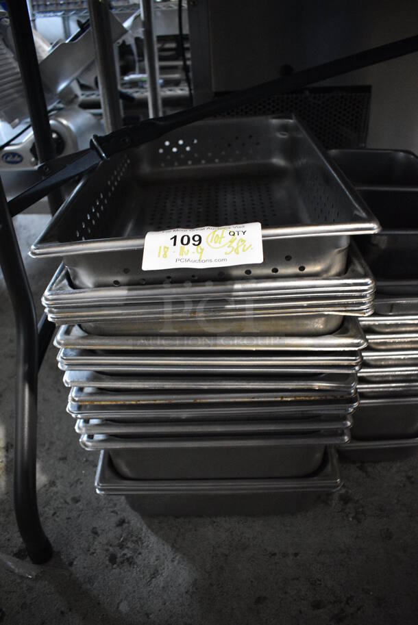 ALL ONE MONEY! Lot of 38 Various Stainless Steel Drop In Bins. Includes Full Size and Half Size. - Image 4 of 5
