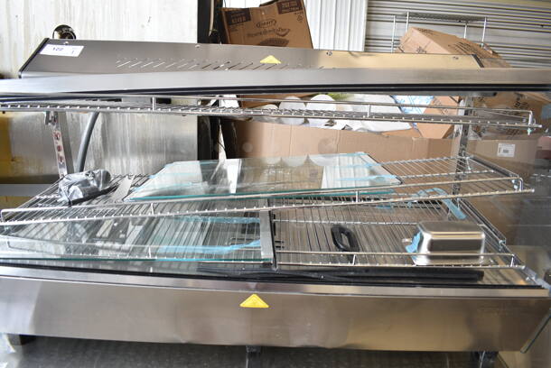 BRAND NEW SCRATCH AND DENT! ServIt 423HDM48SA Stainless Steel 48" Self / Full Service 3 Shelf Countertop Heated Display Case with Sliding Door. See Pictures for Broken Glass. 120 Volts, 1 Phase. Tested and Powers On But Does Not Get Warm - Image 6 of 7