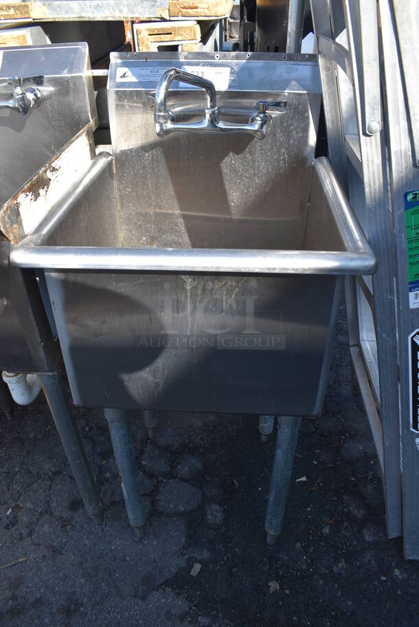 Stainless Steel Commercial Single Bay Sink w/ Faucet and Handle. 21x22x41.5 - Image 1 of 4