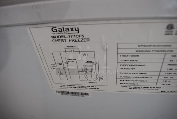 Galaxy 177CF5 Metal Chest Freezer on Casters. 115 Volts, 1 Phase. 30x22x33. Tested and Powers On But Does Not Get Cold - Image 5 of 5