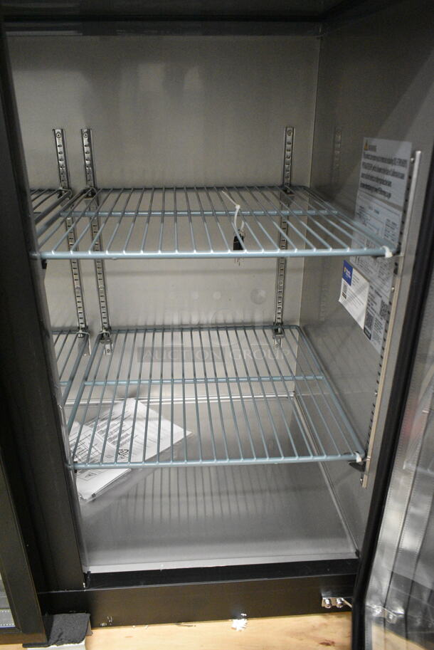 BRAND NEW SCRATCH AND DENT! 2024 Avantco 178UBB48GHC 48" Black Counter Height Narrow Glass Door Back Bar Refrigerator with LED Lighting. 115 Volts, 1 Phase. Tested and Working! - Image 3 of 6