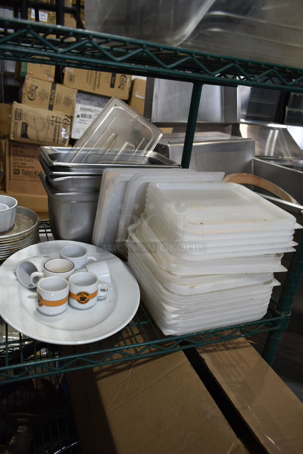 ALL ONE MONEY! Metro Lot of Various Items Including Air Pot, Cutting Board Rack, Metal Baking Pans, Metal Pipes. Does Not Include Shelving Unit.  - Image 6 of 12