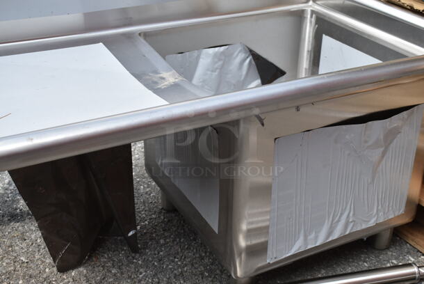 BRAND NEW SCRATCH AND DENT! Regency 600S1181818L Stainless Steel Single Bay Sink w/ Left Side Drain Board. Bay 17x14. Drain Board 19x16 - Image 4 of 8