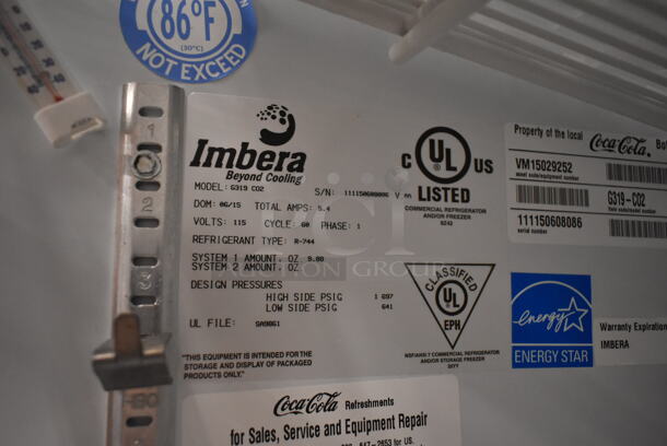 Imbera G319 CO2 Metal Commercial Single Door Reach In Cooler Merchandiser w/ Poly Coated Racks. 115 Volts, 1 Phase. Tested and Powers On But Does Not Get Cold - Image 4 of 6