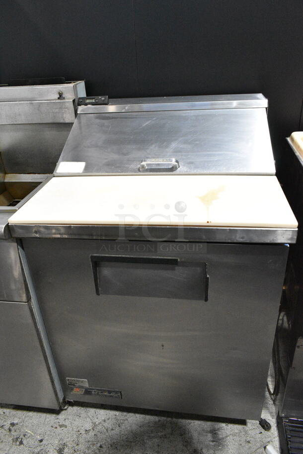 True TSSU-27-08 Stainless Steel Commercial Sandwich Salad Prep Table Bain Marie Mega Top on Commercial Casters. 115 Volts, 1 Phase. Tested and Powers On But Does Not Get Cold - Image 3 of 8