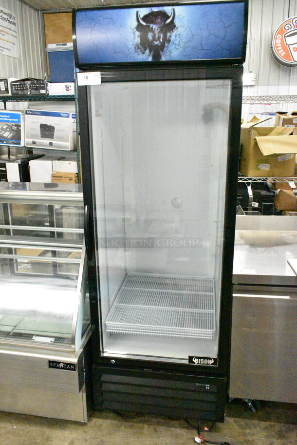 2024 Bison BGM-21 Metal Commercial Single Door Reach In Cooler Merchandiser w/ Poly Coated Racks on Commercial Casters. 115 Volts, 1 Phase. Tested and Working! - Image 1 of 8