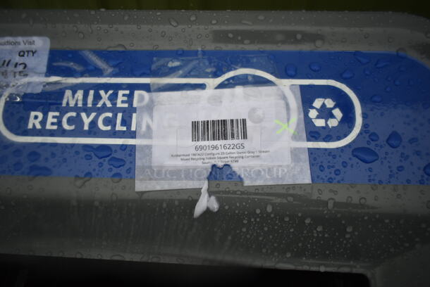 BRAND NEW SCRATCH AND DENT! Rubbermaid 6901961622GS Configure 23 Gallon Stenni Gray 1 Stream Mixed Recycling Indoor Square Recycling Container - Image 4 of 5