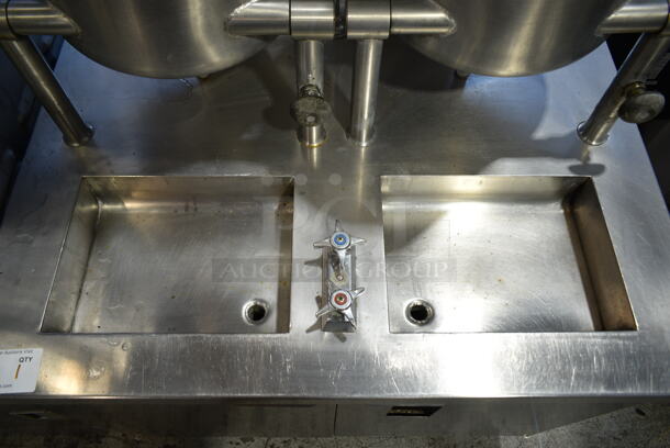 Blodgett CB-36G-6-6K Stainless Steel Commercial Natural Gas Powered Steam Kettle Station w/ 2 Crown DC-6 6 Quart Tilting Kettles.  - Image 6 of 10