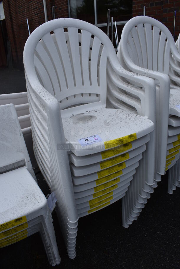 10 BRAND NEW SCRATCH AND DENT! Grosfillex 49092004 / US092004 Pacific White Fanback Stacking Resin Armchair. 23x21x35.5. 10 Times Your Bid! - Image 2 of 5