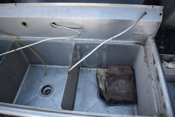 Aero Stainless Steel Commercial 3 Bay Sink w/ Left Side Drain Board. No Legs. 75x24x25. Bays 18x18x12. Drain Board 16x20x1 - Image 2 of 5