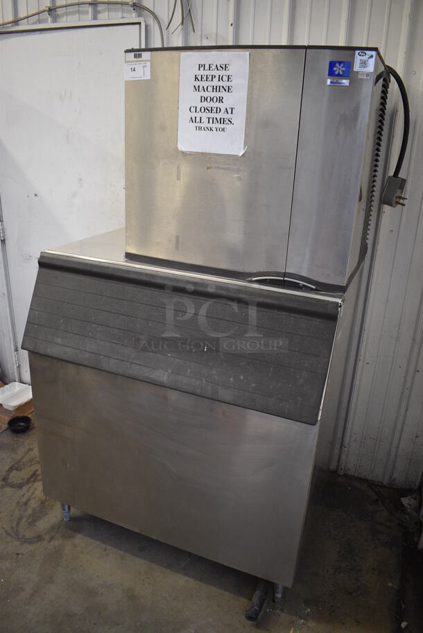 Manitowoc SD0853W Stainless Steel Commercial Ice Machine Head on Manitowoc C730S Commercial Ice Bin. 208-230 Volts, 1 Phase. 42x33x73