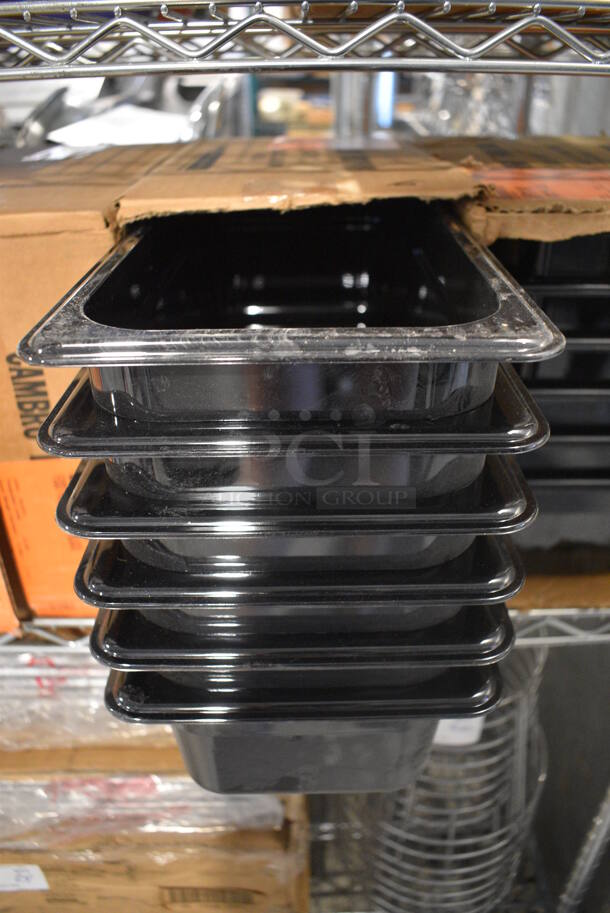 ALL ONE MONEY! Lot of 42 BRAND NEW IN BOX! Cambro Black Poly 1/3 Size Drop In Bins. 1/3x4