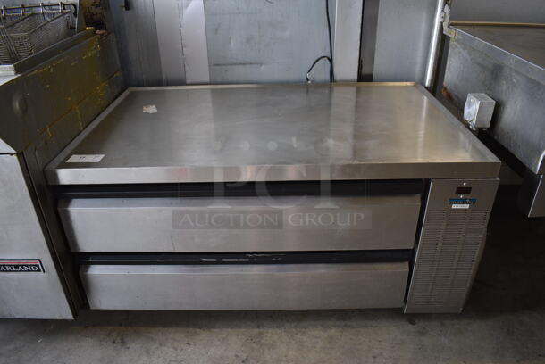 Silver King Model SKRCB50H Stainless Steel Commercial 2 Drawer Chef Base on Commercial Casters. 115 Volts, 1 Phase. 50x31x26. Tested and Powers On But Does Not Get Cold