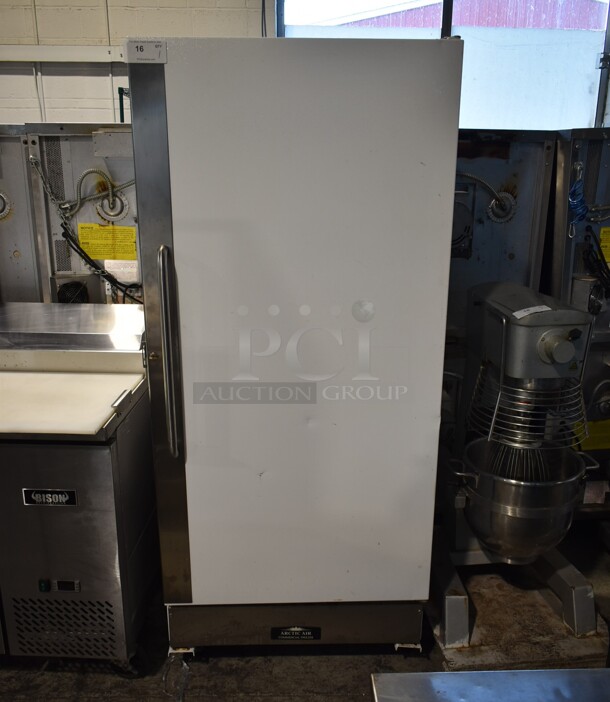 Arctic Air F22CWF2 Metal Commercial Single Door Reach In Freezer w/ Poly Coated Racks on Commercial Casters. 115 Volts, 1 Phase. Tested and Working! - Image 1 of 6