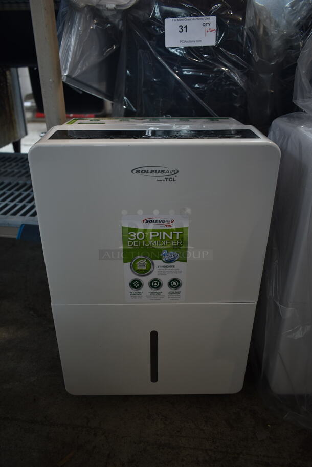 BRAND NEW SCRATCH AND DENT! Soleus Air HMT-D30-A 30-pint Dehumidifier. 115 Volts, 1 Phase. Tested and Working! - Image 1 of 6