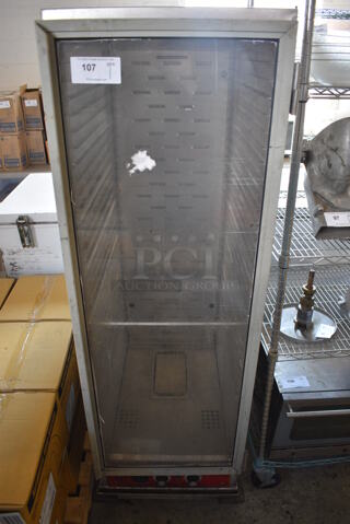 Avantco Metal Commercial Single Door Reach In Warming Cabinet on Commercial Casters. 21x33x67. Cannot Test - Unit Was Previously Hardwired